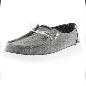 HEY DUDE WENDY YOUTH CHAMBRAY ONYX MOC TOE SNEAKER SIZE K13